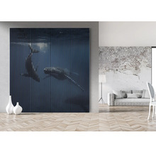 Panouri decorative de perete cu motiv balenă într-un spațiu de locuit luminos