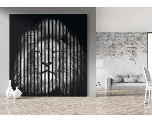 Tablou decorativ pe pânză cu motiv de leu în sufragerie