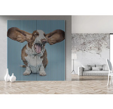 Tablou decorativ de perete cu motiv canin și structură cu lamele