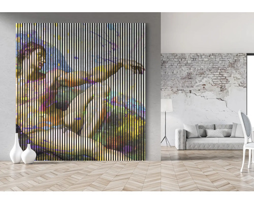 Pictură cu reprezentare abstractă a unei scene biblice în camera de zi