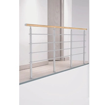 Balustradă cu mână curentă din lemn și bare metalice