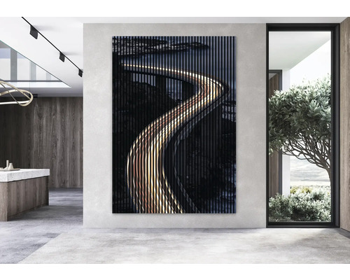 Tablou abstract de perete cu un drum luminat cu dungi verticale