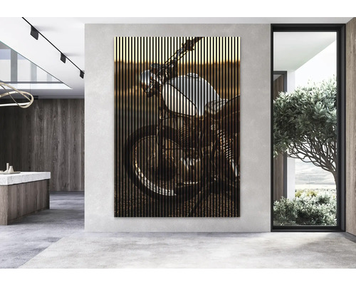 Panouri decorative de perete cu motiv de motocicletă într-un spațiu modern