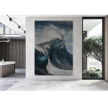 Imagine de cameră cu decor de perete cu lamele cu motiv abstract