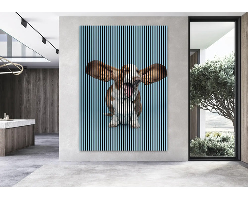 Imagine decorativă de perete cu motiv de câine în sufragerie modernă