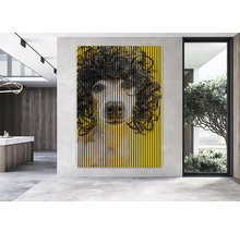 Tablou decorativ de perete cu motiv de câine și dungi verticale