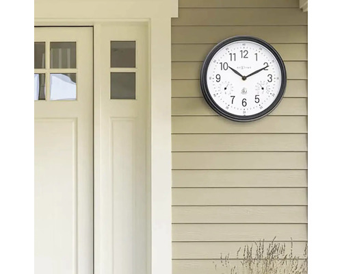 Ceas de perete cu termometru și higrometru pentru exterior