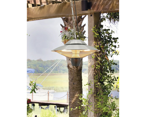 Încălzitor suspendat de exterior cu lanț de suspensie și elemente de iluminat