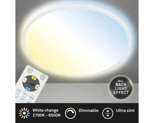 Plafonieră cu LED integrat Slim 18W 2400 lumeni Ø293 mm 2700-6500K, cu telecomandă, albă