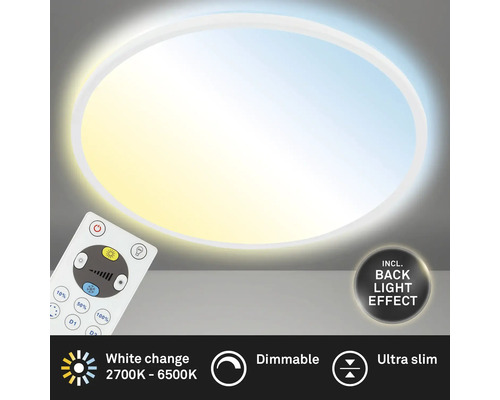 Plafonieră cu LED integrat Slim 22W 3000 lumeni 2700-6500K, rotundă, cu telecomandă, albă