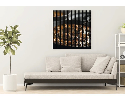 Imagine decorativă de perete cu motiv alimentar deasupra unei canapele