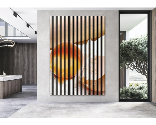 Tablou decorativ de perete cu motiv abstract într-o cameră luminoasă