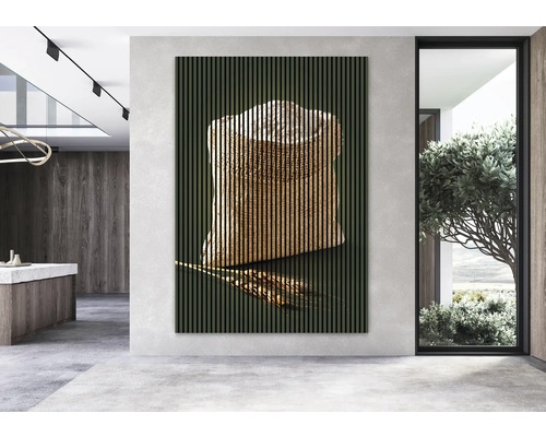 Panou decorativ de perete cu o imagine a cerealelor într-un sac