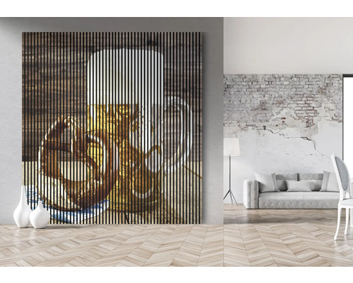 Tablou cu lamele cu halbă de bere și covrig