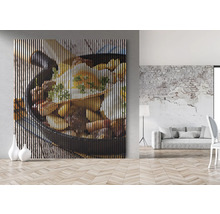Imagine de perete decorativă cu motiv alimentar într-o cameră mobilată modern.