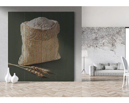 Panou decorativ de perete cu motiv abstract de cereale într-un ambient modern
