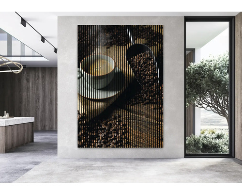 Tablou decorativ de perete cu motiv de cafea într-o cameră modernă