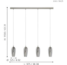 Lumină suspendată cu patru becuri cu dimensiuni