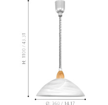 Lampa suspendată cu cablu spiralat și diametru de 360 milimetri