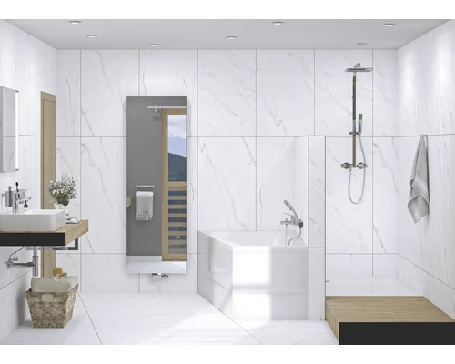 Gresie exterior / interior porțelanată rectificată Premium Calacatta alb 60x120 cm