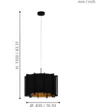 Pendul Pineta E27 max. 1x40W, negru/auriu-thumb-3