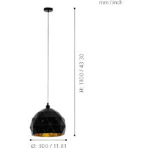 Pendul Roccaforte E27 max. 1x60W Ø300 mm, negru/auriu-thumb-3