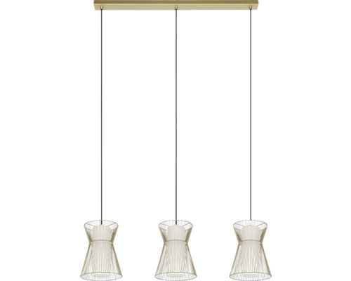 Lustr cu trei lămpi cu abajururi din sârmă metalică