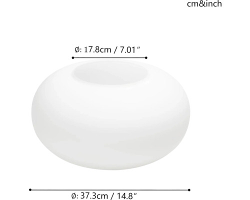 Vază albă cu dimensiunile diametrelor