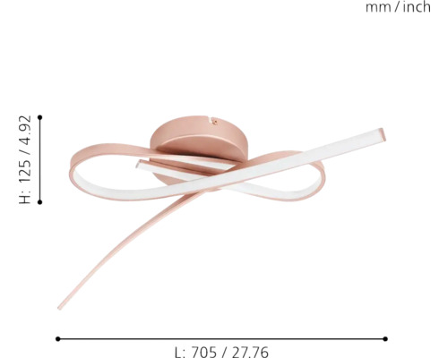 Lumină de plafon cu design curbat și iluminare LED