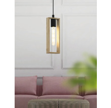 Lampa suspendată cu cadru dreptunghiular din lemn și bec