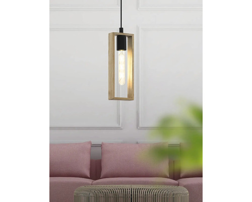Pendul Littleton E27 max. 1x40W, negru/lemn