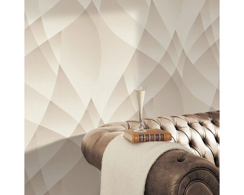 Imagine cu o cameră cu tapet cu model, canapea, carte și pahar