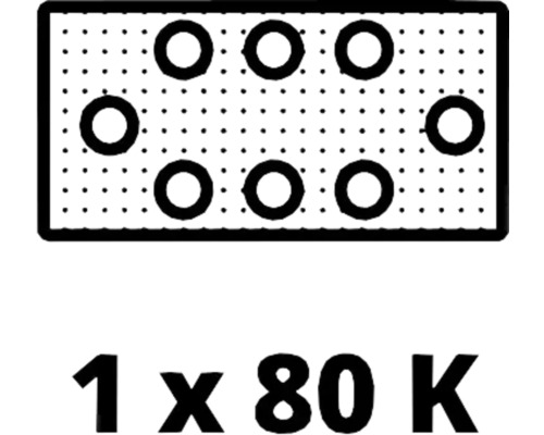 Simbol pentru o bucată de șmirghel cu granulație 80 K