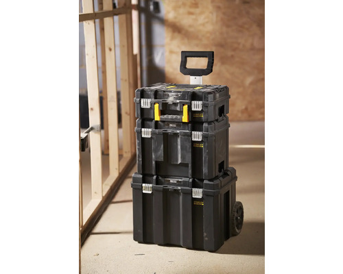 Cutie de scule stivuită cu mâner și roți