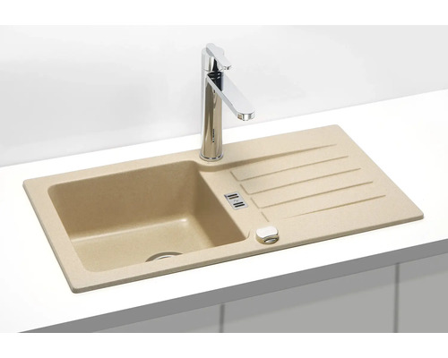 Chiuvetă din material compozit cu picurător și robinet