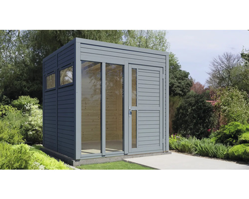 Căsuță de grădină Bertilo Cubo 2 Office cu podea 226x240 cm gri deschis