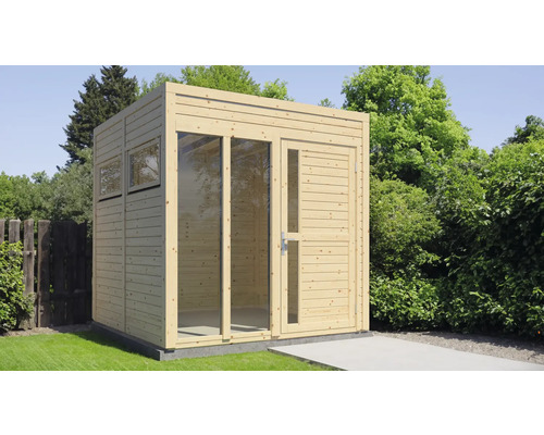 Căsuță de grădină Bertilo Cubo 2 Office cu podea 226x240 cm natur