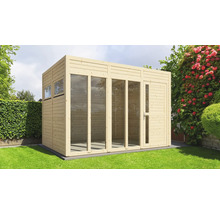 Căsuță de grădină Bertilo Cubo 3 Office cu podea 336x240 cm natur