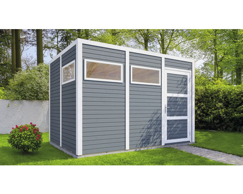 Cabină de grădină cu ferestre și ușă în grădină