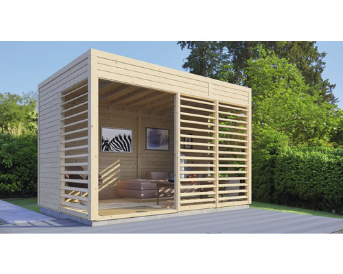Pavilion-foișor lemn Bertilo Unico 2 cu podea 337x234 cm, natur