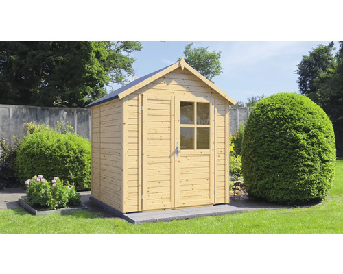 Cabină de grădină din lemn cu fereastră și ușă dublă în grădină