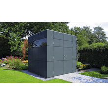 Căsuță de grădină Bertilo Design HPL 1 230x228 cm, gri/antracit-thumb-0