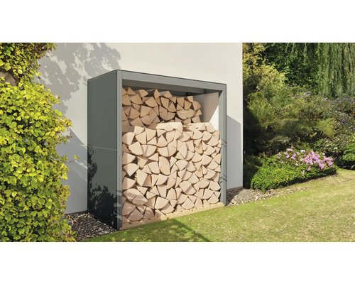 Suport pentru lemne de foc Bertilo 151x75x154 cm alb antracit