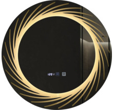 Oglindă rotundă cu iluminare, afișaj digital și senzor tactil