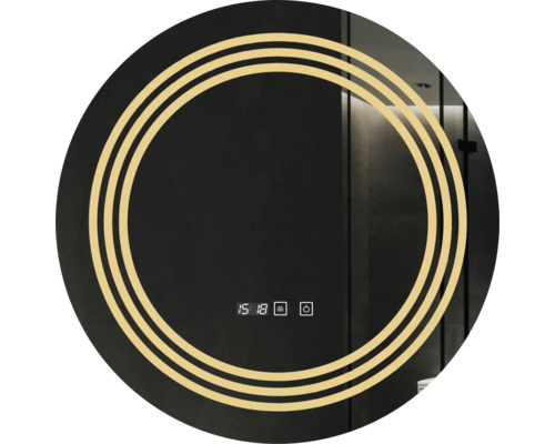 Oglindă rotundă cu afișaj digital și iluminare cu LED