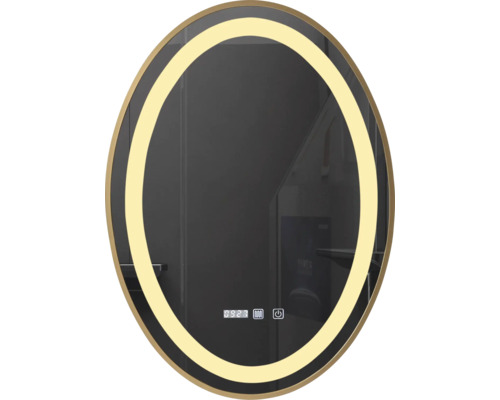 Oglindă ovală cu iluminare cu LED pentru baie