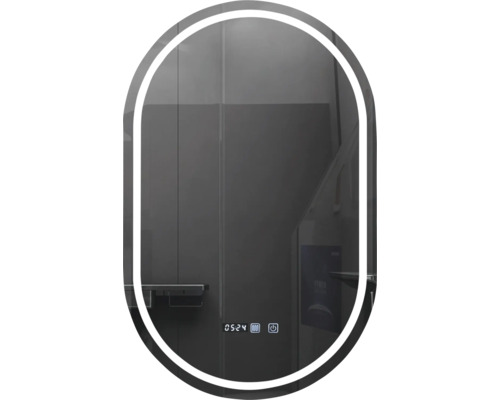 Oglindă ovală cu iluminare și afișaj digital
