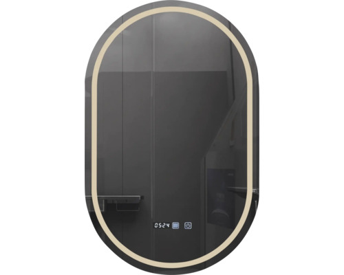 Oglindă ovală de baie cu afișaj digital