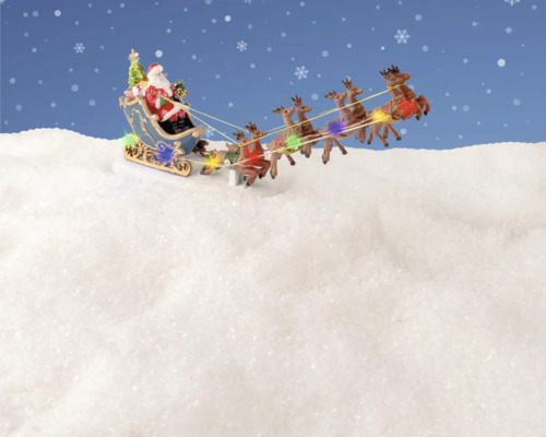 Decorațiune de Crăciun cu Moș Crăciun în sanie trasă de reni