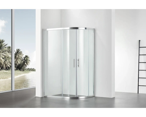 Cabină de duș asimetrică Belform 120x80 cm, ușă culisantă, sticlă securizată 5 mm transparentă, fără cădiță